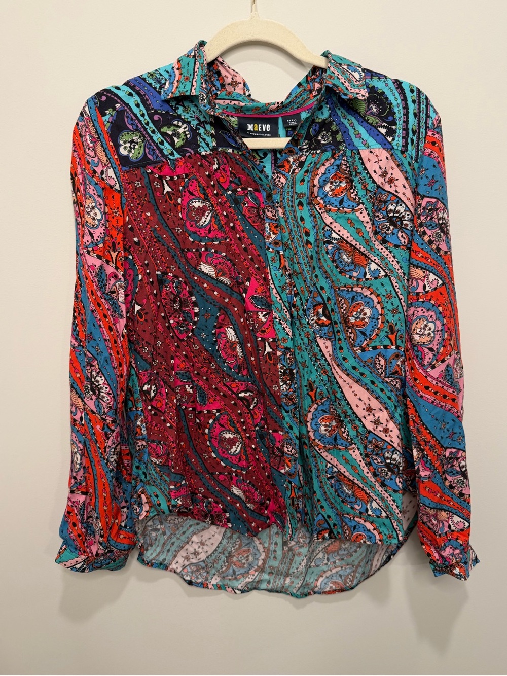 Maeve Anthropologie Multicolor Paisley Button Down Blouse Small OB1331718